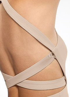 Azazie Clarice Jurken voor bruidsmeisjes Jurk van Chiffon met A-Lijn Houder Taupe image7