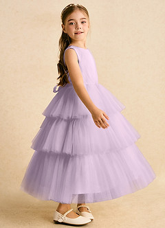 Azazie Marshmallow Flower Girl Dresses Frosted Lilac Ball-Gown Bow Tulle Dress image3