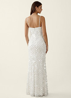 Mentino White 3D Flower Lace Prom Dress image2