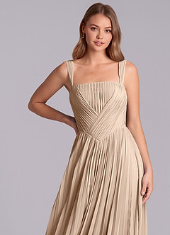 Azazie Mina Jurken voor bruidsmeisjes Jurk van Chiffon met A-Lijn Geplooid Taupe image2