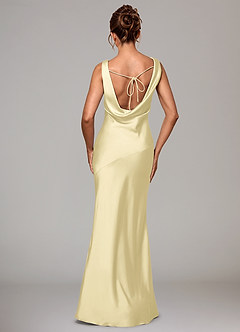 Azazie Rylina Bridesmaid Dresses Lemon Sorbet Mermaid Stretch Satin Dress image5