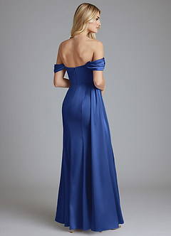 Azazie Amyra Bridesmaid Dresses Royal Blue Mermaid Off the Shoulder Stretch Satin Convertible Dress image2