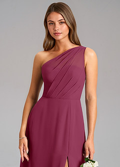 Azazie Phaedra Brautjungfernkleider A-Linie One-Shoulder Chiffon Kleid Maulbeerrot image16