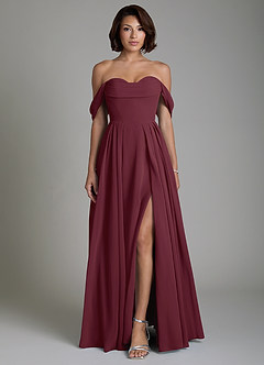 Azazie Loisa Brautjungfernkleider Wandelbar A-Linie Korsett Chiffon Kleid Cabernetrot image1