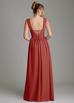 Azazie Caterina Abiti da Damigella Abito A-Line in Chiffon Corsetto Terracotta image6