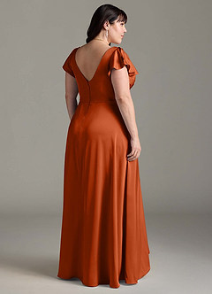 Azazie Omari Bridesmaid Dresses Burnt Orange A-Line Stretch Satin Dress image9
