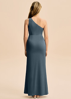 Azazie Akilah Junior Skede Plisseret Stræk satin Gulv-længde Junior brudepige Kjole image6