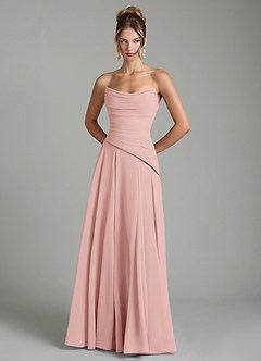 Azazie Gabriela Bridesmaid Dresses Powder Pink A-Line Corset Chiffon Dress image7