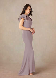Azazie Peppermint Mother of the Bride Dresses Vintage Mauve Mermaid Scoop Ruched Stretch Crepe Dress image2