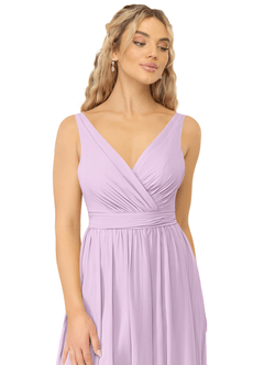 Azazie Kora Brautjungfernkleider A-Linie Plissee Chiffon Kleid Frostiges Flieder image9