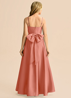 Azazie Rumi Junior Linia A Pofałdowany Satyna elastyczna Długość podłogi Młodsza druhna Sukienka image2