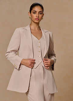 front Margaret Gelbbraun Blazer aus Baumwoll-Leinen-Mischgewebe