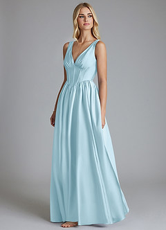 Azazie Delmie Bridesmaid Dresses Sky Blue A-Line Corset Stretch Satin Dress image4