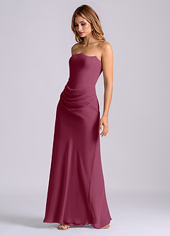 Azazie Debby Bridesmaid Dresses Mulberry Mermaid Strapless Chiffon Dress image3