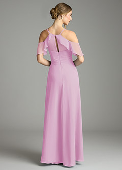Azazie Dakota Bridesmaid Dresses Candy Pink A-Line V-Neck Pleated Chiffon Dress image2