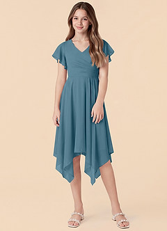 Azazie Janeaurelia Junior Bermuda A-Line Pleated Chiffon Dress image4