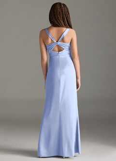 Azazie Mero Junior Ice Mermaid Pleated Stretch Satin Dress image5