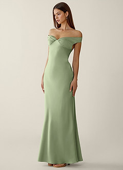 Gwendonme Light Green Satin Crystal Linen Prom Dress image3