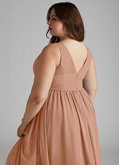 Azazie Yetta Abiti da damigella d'onore premaman Abito A-Line Arricciato con Scollo a V Chiffon Floor-Length image12