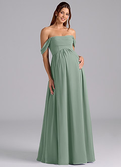 Azazie Saige Abiti da damigella d'onore premaman Abito A-Line Plissettato Chiffon Floor-Length image3