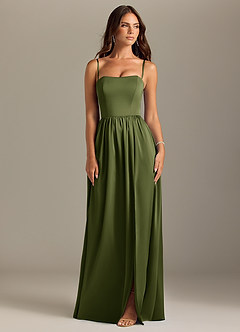 Azazie Calianna Bridesmaid Dresses Olive A-Line Off the Shoulder Stretch Satin Convertible Dress image8
