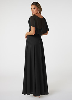 Azazie Jamie Brautjungfernkleider A-Linie Chiffon Kleid Schwarz image4
