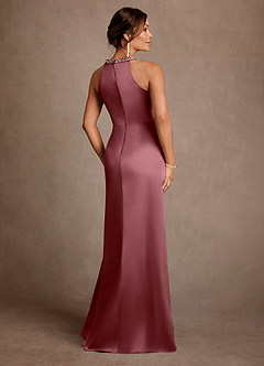 Azazie Lawrence Mother of the Bride Dresses Desert Rose A-Line Pleated Stretch Satin Dress image3