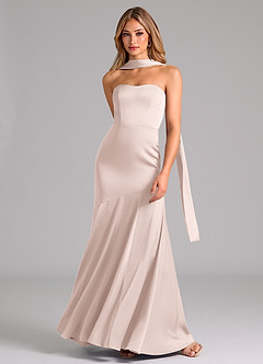Azazie Shiloh Bridesmaid Dresses Blushing Pink Mermaid Strapless Stretch Satin Convertible Dress image4
