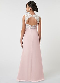 Azazie Rana Junior Blushing Pink A-Line Lace Chiffon Dress image2
