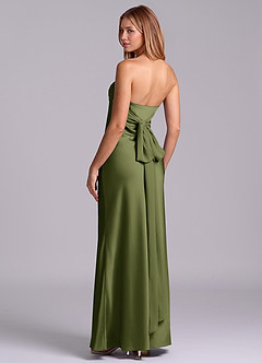 Azazie Ailanie Brudtärnklänningar Klä av Tubklänning i Stretch Satin Axelbandslös Oliv image2