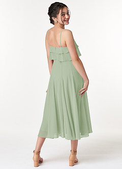 Azazie Ensley Junior Dusty Sage A-Line Pleated Chiffon Dress image6