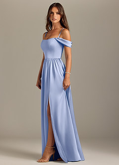 Azazie Calianna Bridesmaid Dresses Ice A-Line Off the Shoulder Stretch Satin Convertible Dress image6