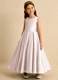 Azazie Mapel Blumenmädchenkleider Ballkleid Plissee Matte Satin Kleid Blassrosa image3