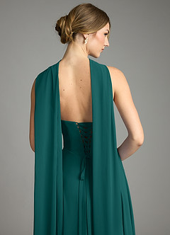 Azazie Ayla Abiti da Damigella Abito A-Line in Chiffon Scollo a Cuore Verde Pavone image10