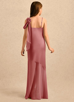 Azazie Kai Girls Formal Sukienki dla dziewczynek sypiących kwiaty Osłona Pofałdowany Satyna elastyczna Długość podłogi Sukienka image2