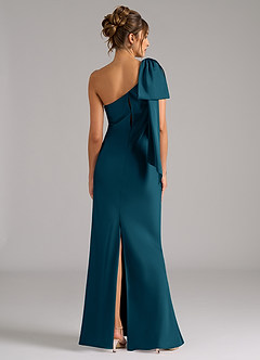 Azazie Capri Brautjungfernkleider Meerjungfrau-Linie One-Shoulder Stretch-Satin Kleid Tintenblau image2