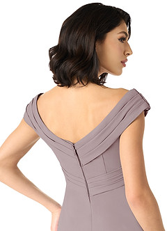 Azazie Evita Bridesmaid Dresses Vintage Mauve A-Line Off the Shoulder Stretch Crepe Dress image5