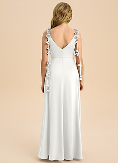 Azazie Gumdrop Junior White Empire Pleated Stretch Satin Dress image7