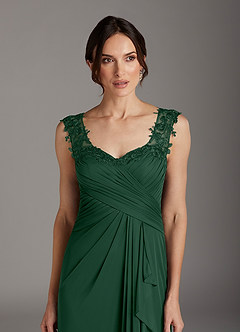 Azazie Edelin Mother of the Bride Dresses Dark Green A-Line Sweetheart Neckline Pleated Mesh Dress image6