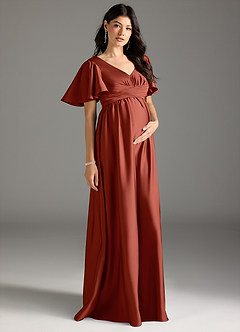 Azazie Verna Brautjungfernkleider für Schwangere A-Linie Gestreift Stretch-Satin Bodenlänge Kleid image5
