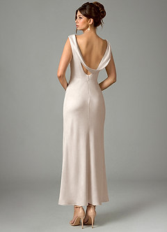Azazie Kieryn Bridesmaid Dresses White Alabaster Mermaid Pleated Stretch Satin Dress image12