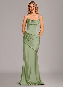 Azazie Pelagia Brudtärnklänningar Klä av Sjöjungfru i Stretch Satin Korsett Dusty Sage Konvertibel image6