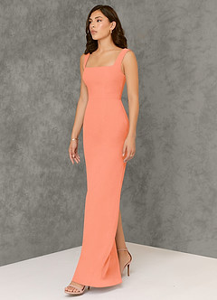 Azazie Flori Bridesmaid Dresses Sunset Sheath Square Neckline Chiffon Dress image4