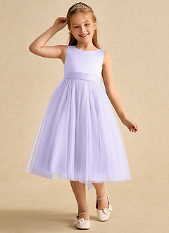 Azazie Winnie vestidos de niña de las flores Vestido de Lila de Tul de Princesa con Lazo image4
