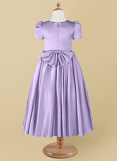 Azazie Anirra Flower Girl Dresses Lilac Ball-Gown Pleated Matte Satin Dress image9