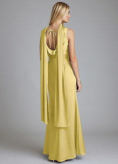 Azazie Tallie Bridesmaid Dresses Canary Mermaid Pleated Stretch Satin Dress image4