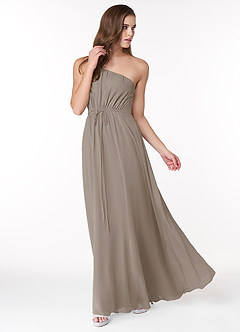 Azazie Hoya Final Sale Flowy One Shoulder Chiffon Bridesmaids Dress image3