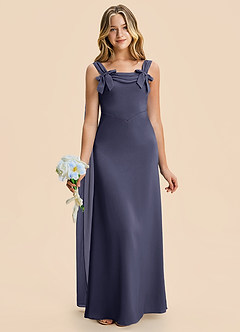 Azazie Chelsea Junior Stormy Sheath Pleated Stretch Satin Dress image4