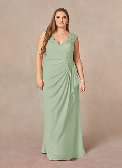 Azazie Gladys Mother of the Bride Dresses Dusty Sage A-Line Queen Anne Lace Chiffon Dress image7