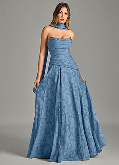 Azazie Gabriela Bridesmaid Dresses Steel Blue A-Line Strapless Floral Burnout Dress image7